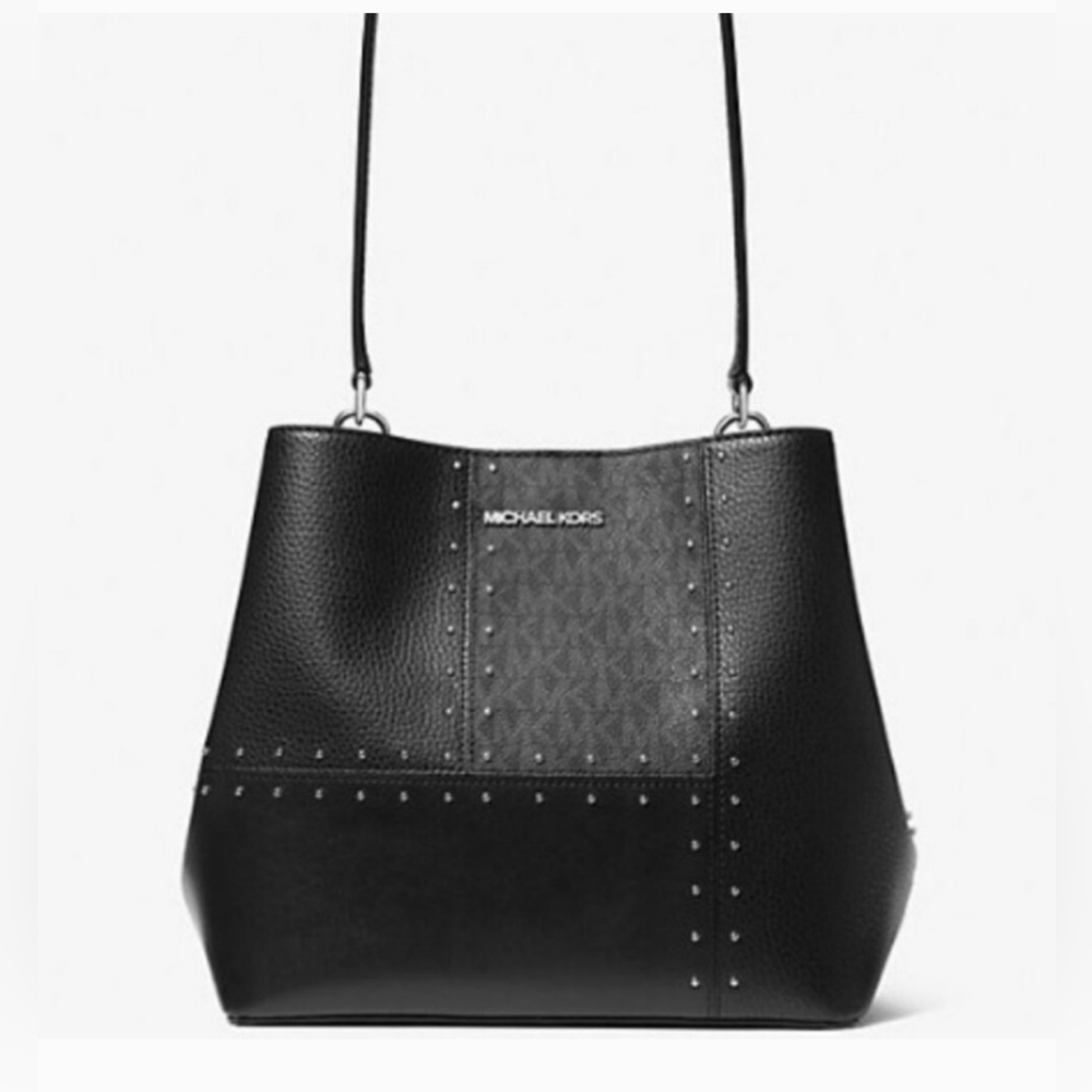 Michael Kors Pratt Medium Studded Patchwork Bag 10.5"X8.75"🤍$628 MSRP